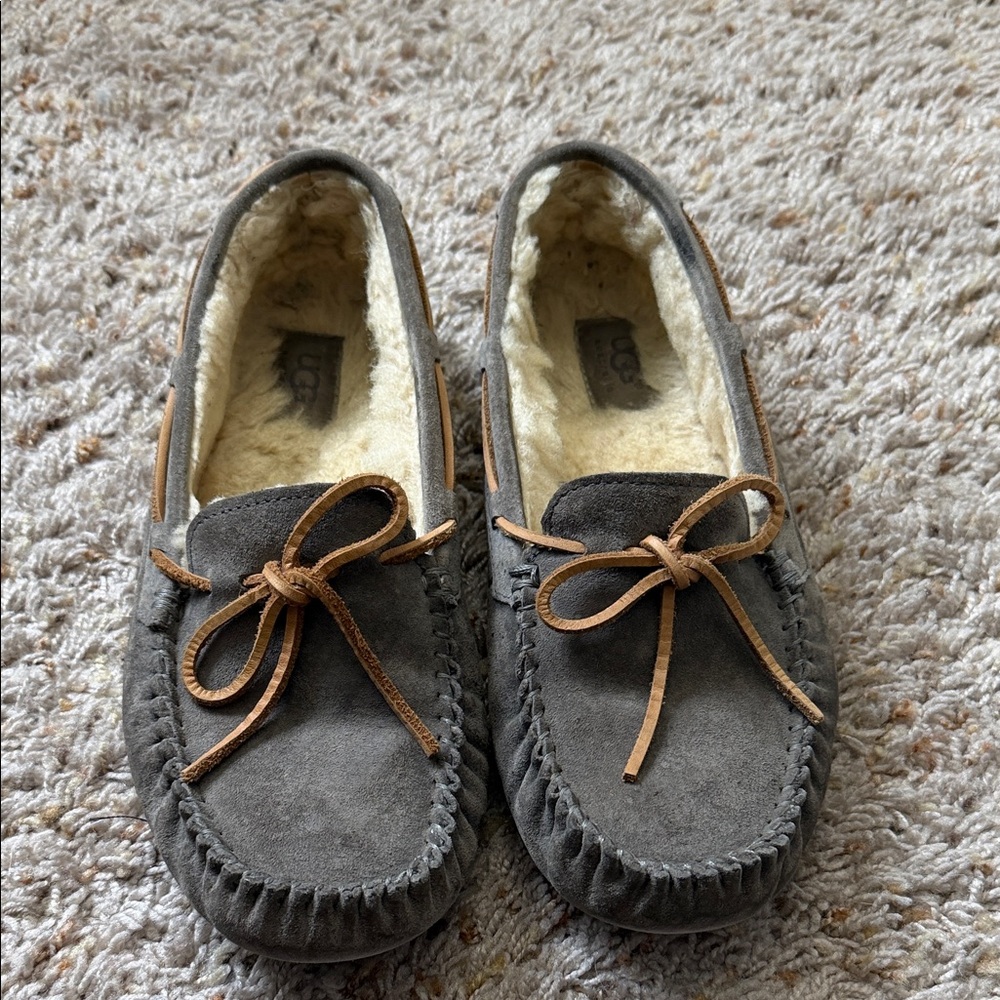 UGG Charcoal Suede Moccasin with Bow